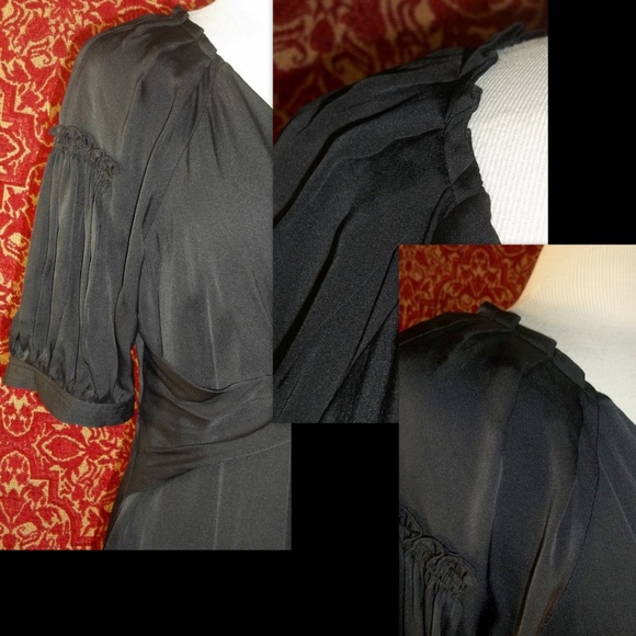 PETER NYGARD solid black silk blouse 8 - Picture 4 of 7